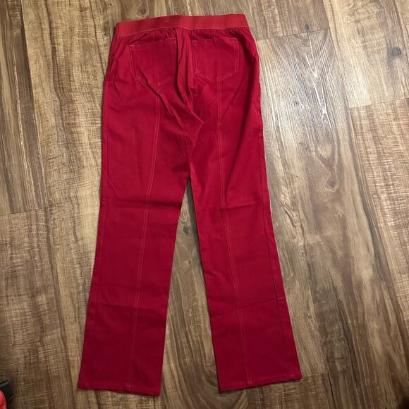 Soft Surroundings Cranberry Red Cotton Stretch Pull On Pants - Style 2AX22n Sz M - Picture 3 of 6